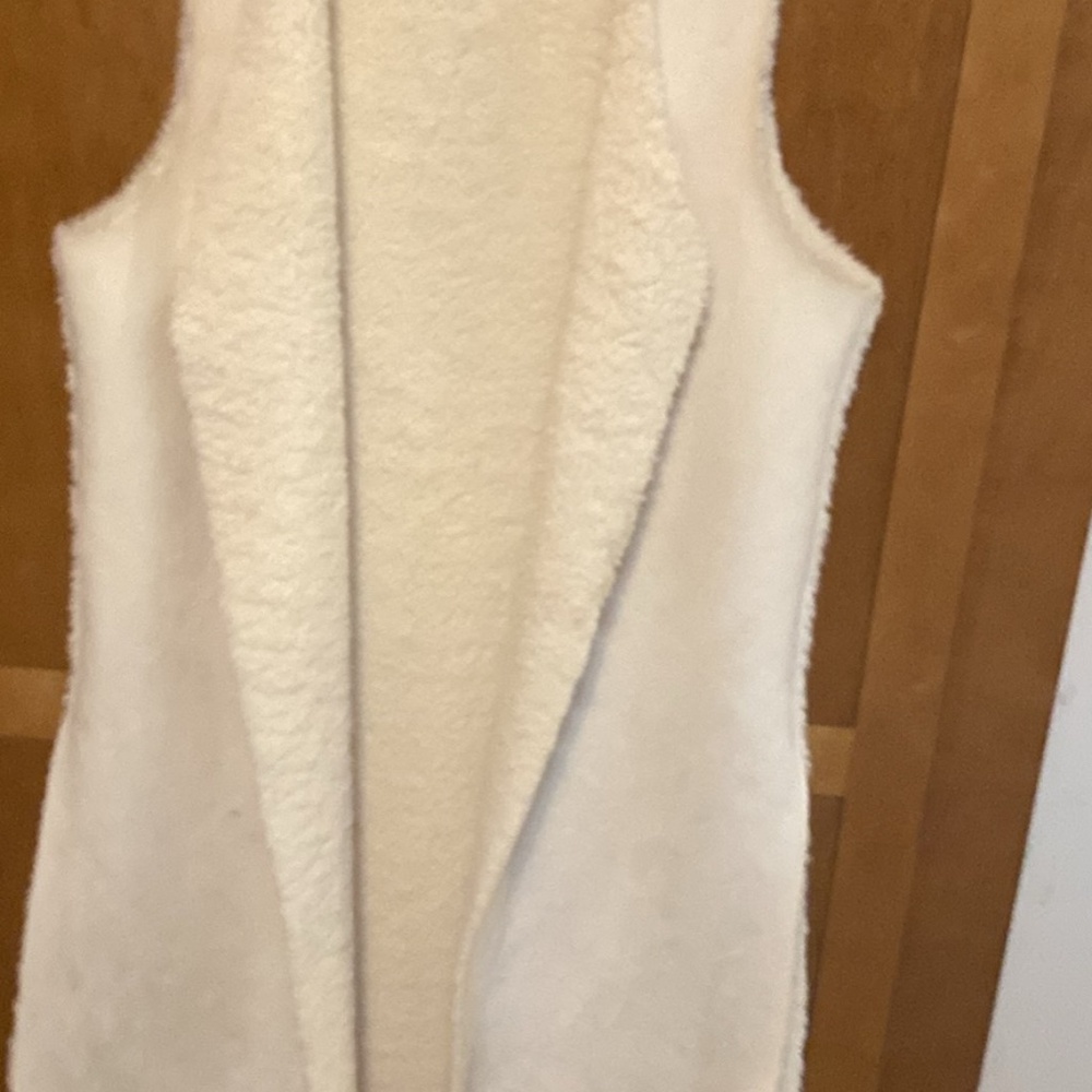 Suede and faux fur lined long vest